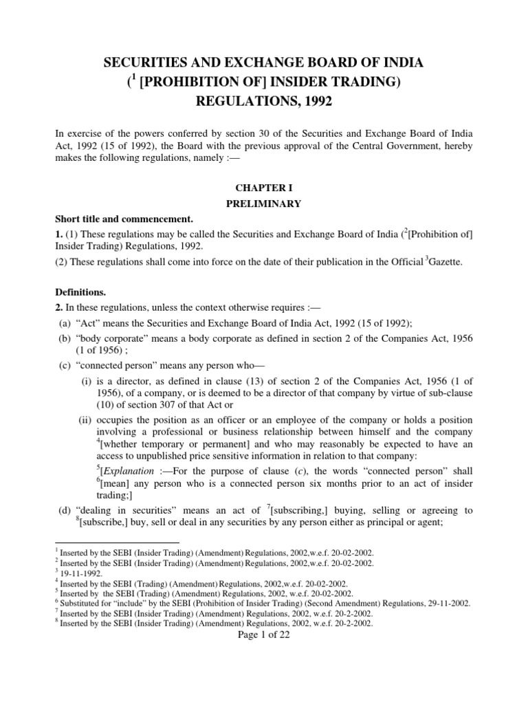 Insider Trading Regulations | PDF | Insider Trading | Board Of Directors