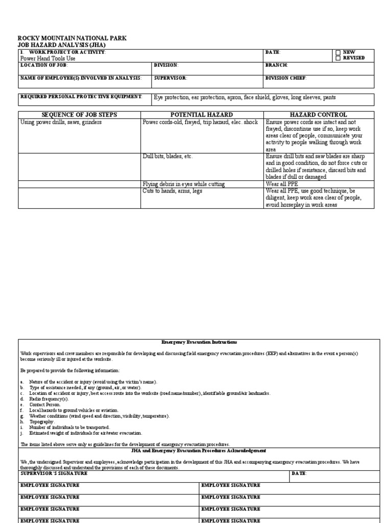 JHA Power Hand Tool Use ROMO PDF Personal Protective Equipment