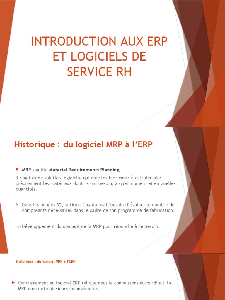 Introduction Aux Erp Et Logiciels RH | PDF | Progiciel de gestion ...