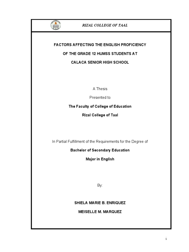 Factors Affecting The English Proficiency G6 | PDF | English As A ...