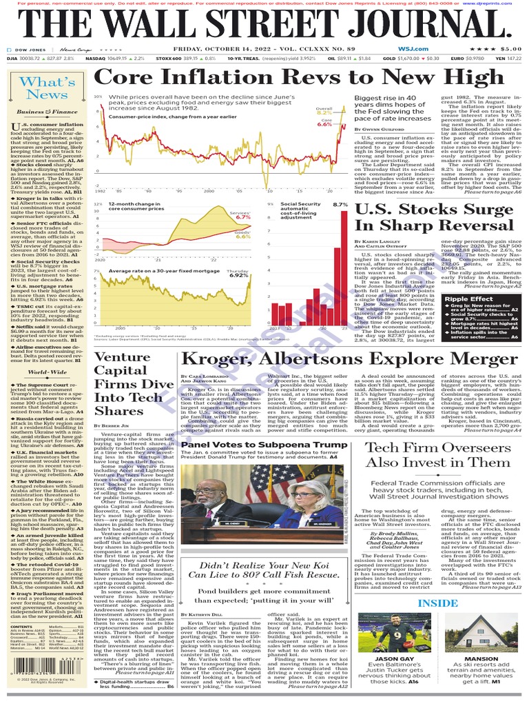 Wallstreetjournal 20221014 TheWallStreetJournal | PDF | Cost Of Living