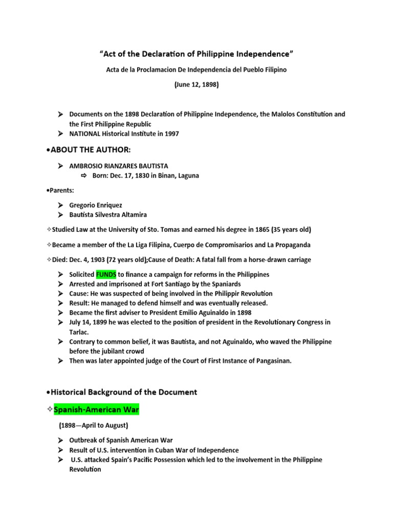 Philippine Independence Declaration Act | PDF | Philippines