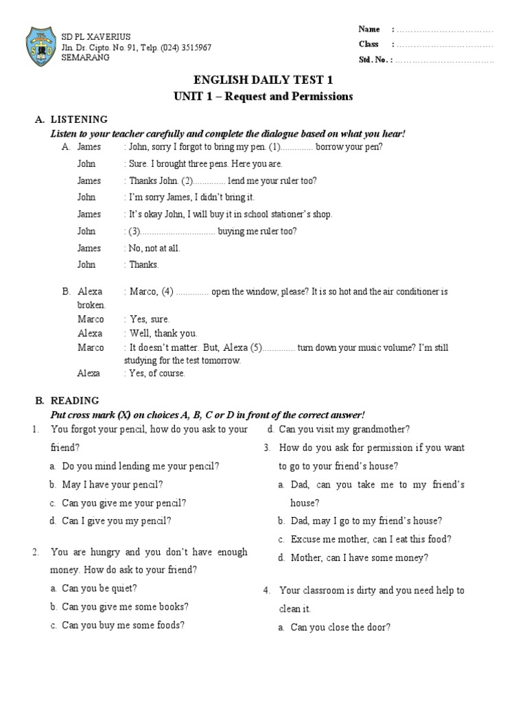 English Daily Test 1 2022 | PDF