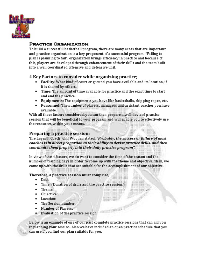 Effective Basketball Practice Organization | PDF