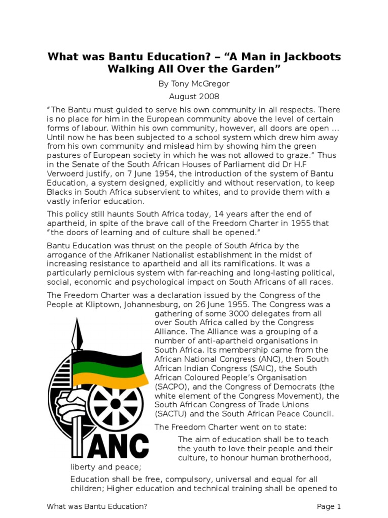 What Was Bantu Education Apartheid Politics Of South Africa