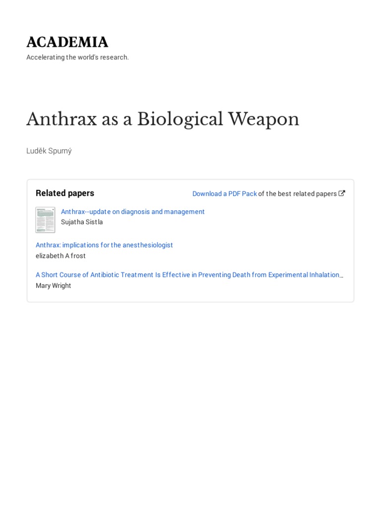 Anthrax As A Biological Weapon With Cover Page v2 PDF Anthrax