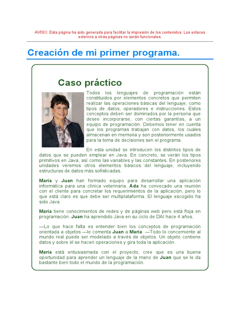 Tema 2 Creación de Mi Primer Programa | PDF | Java (lenguaje de ...
