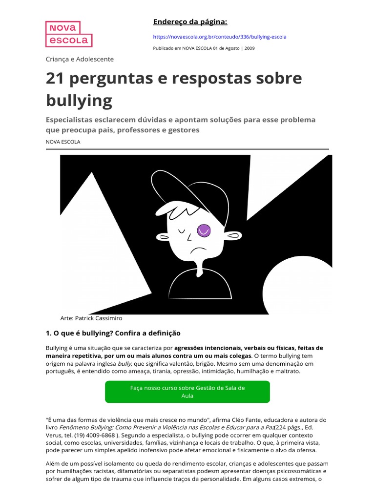 21 Perguntas e Respostas sobre Bullying | PDF | Bem-estar