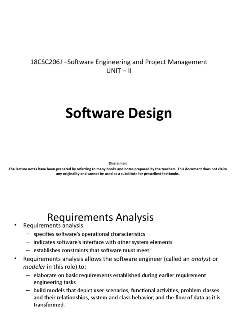 Unit 2 - Software Design | PDF | Class (Computer Programming) | Use Case
