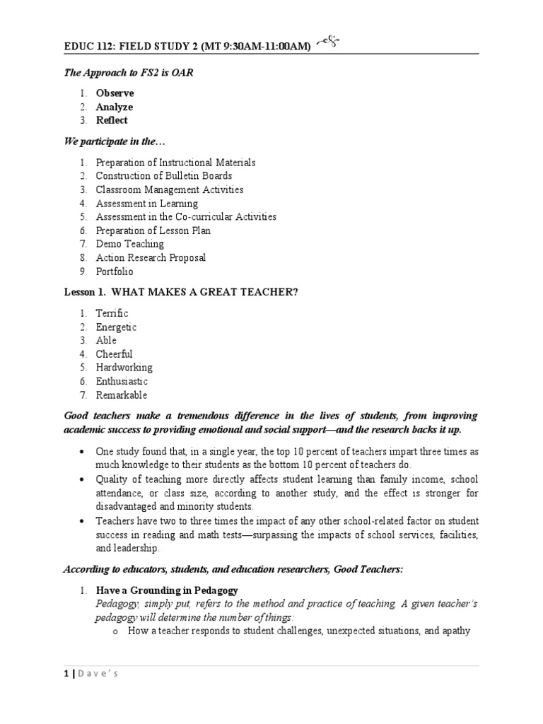 Qualities Of Effective Teachers And The Impact Of Pedagogical Practice