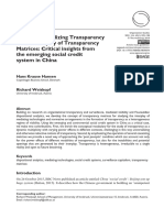 From Universalizing Transparency To The Interplay of Transparency Matrices: Critical Insights From The Emerging Social Credit System in China