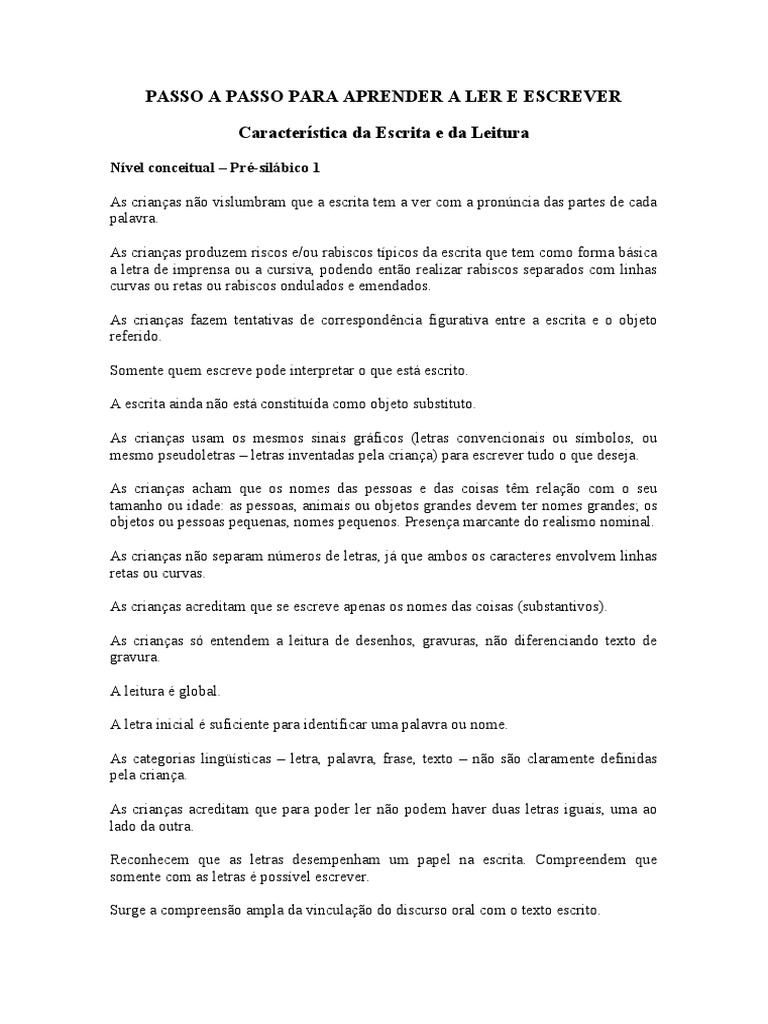 Passo A Passo para Aprender A Ler e Escrever | PDF | Escrita ...