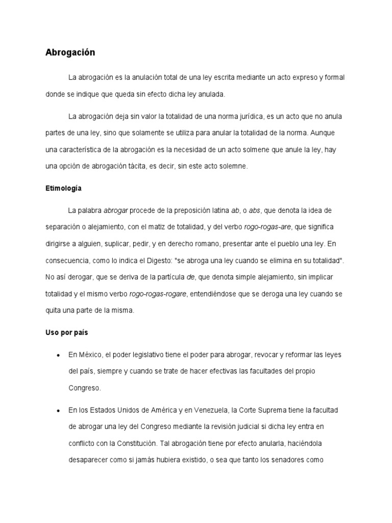 Abrogación y Derogación: Definiciones Clave | PDF | Revocar | Regulación