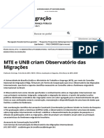 MTE e UNB Criam Observatório Das Migrações - Portal de Imigração Laboral