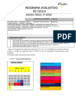 CRONOGRAMA AVALIATIVO DA UNIDADE III - 3 Série