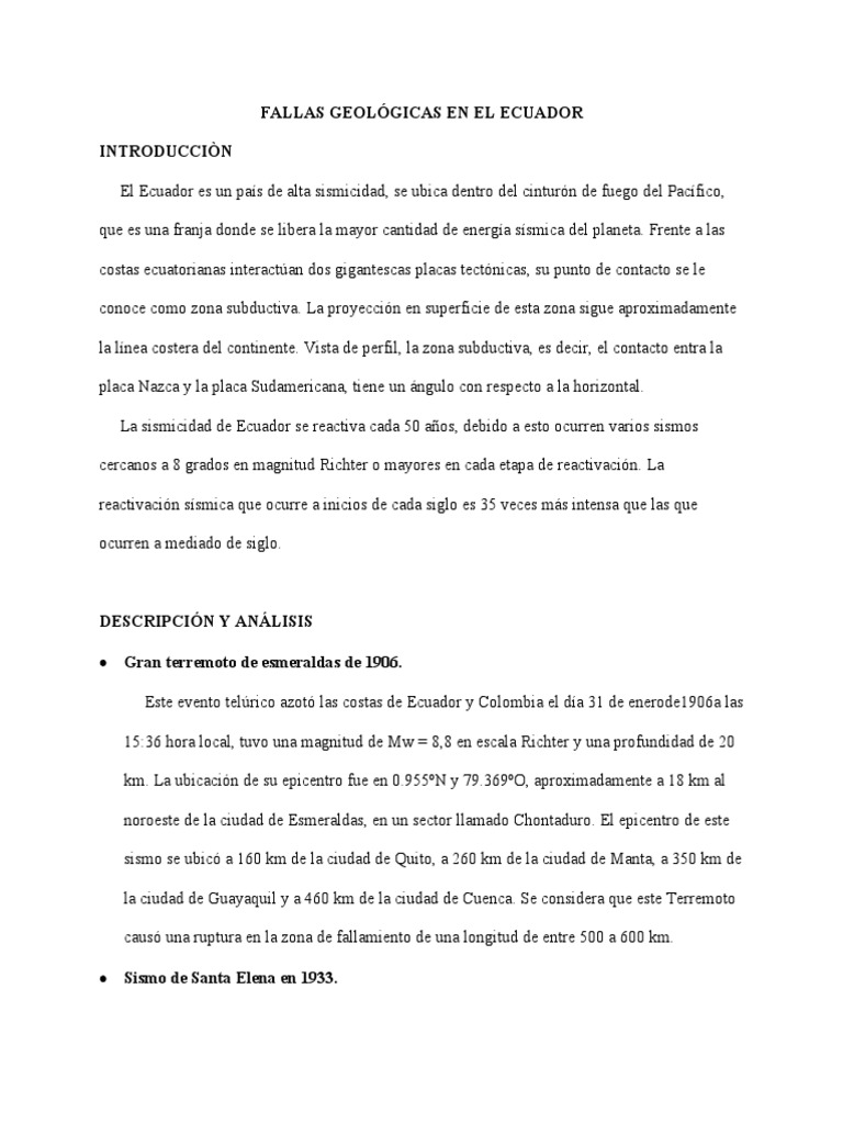 Fallas Geológicas Pdf Temblores Peligros Geológicos
