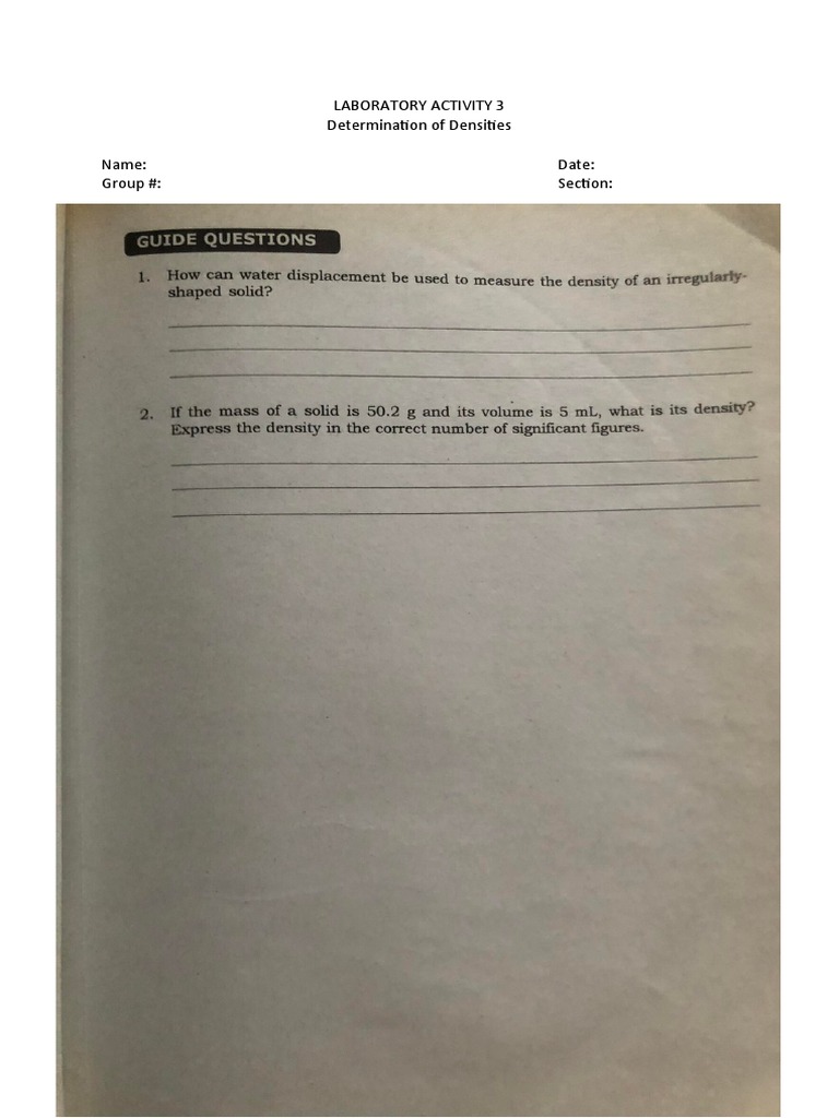 Chem111 Laboratory Activity No. 3 | PDF