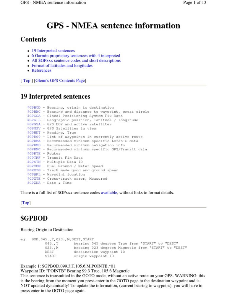 GPS NMEA Sentence Information PDF Global Positioning System Geodesy