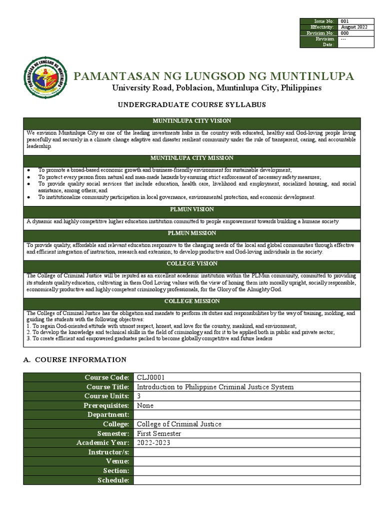 CCJ-0001: Criminology Course Syllabus | PDF | Prosecutor | Lecture