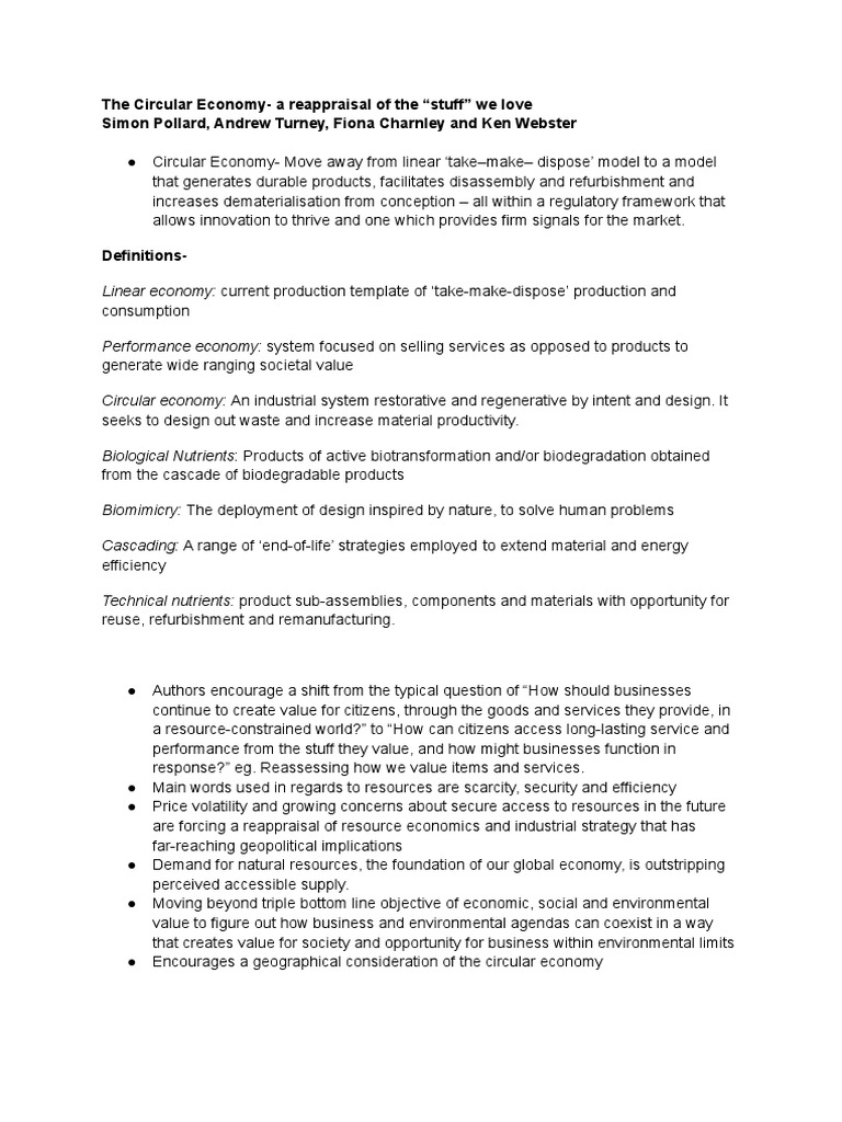 Rethinking Circular Economy Principles | PDF | Nature | Economy And The ...