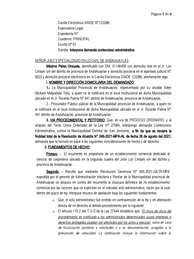 Perro Chino Contencioso Administrativo PDF Demanda