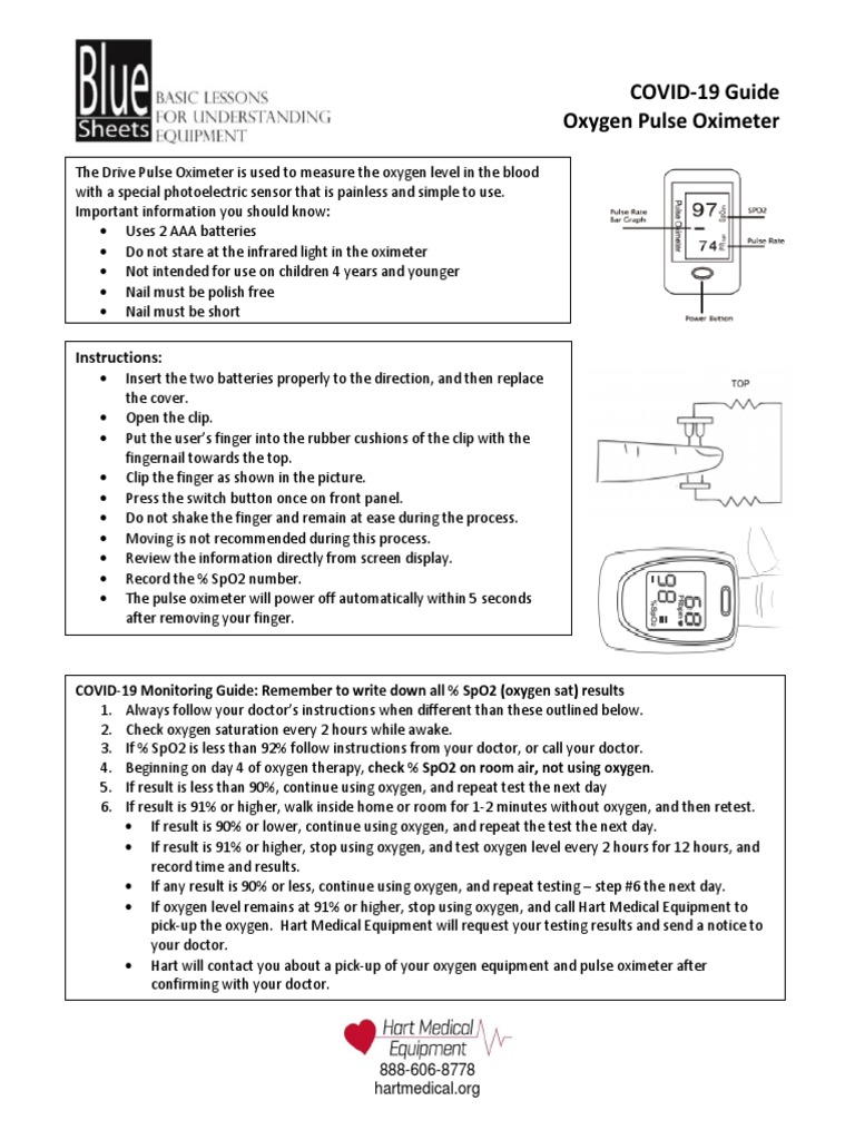 COVID19 Pulse Ox Blue Sheet PDF Medical Specialties Equipment