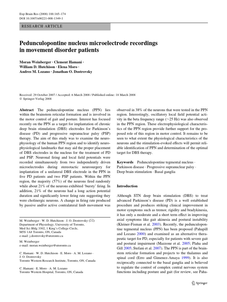 Pedunculopontine Nucleus Microelectrode Recordings in Movement Disorder