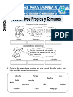 Ficha de La Sustantivos Propios y Comunes Para Primero DePrimaria