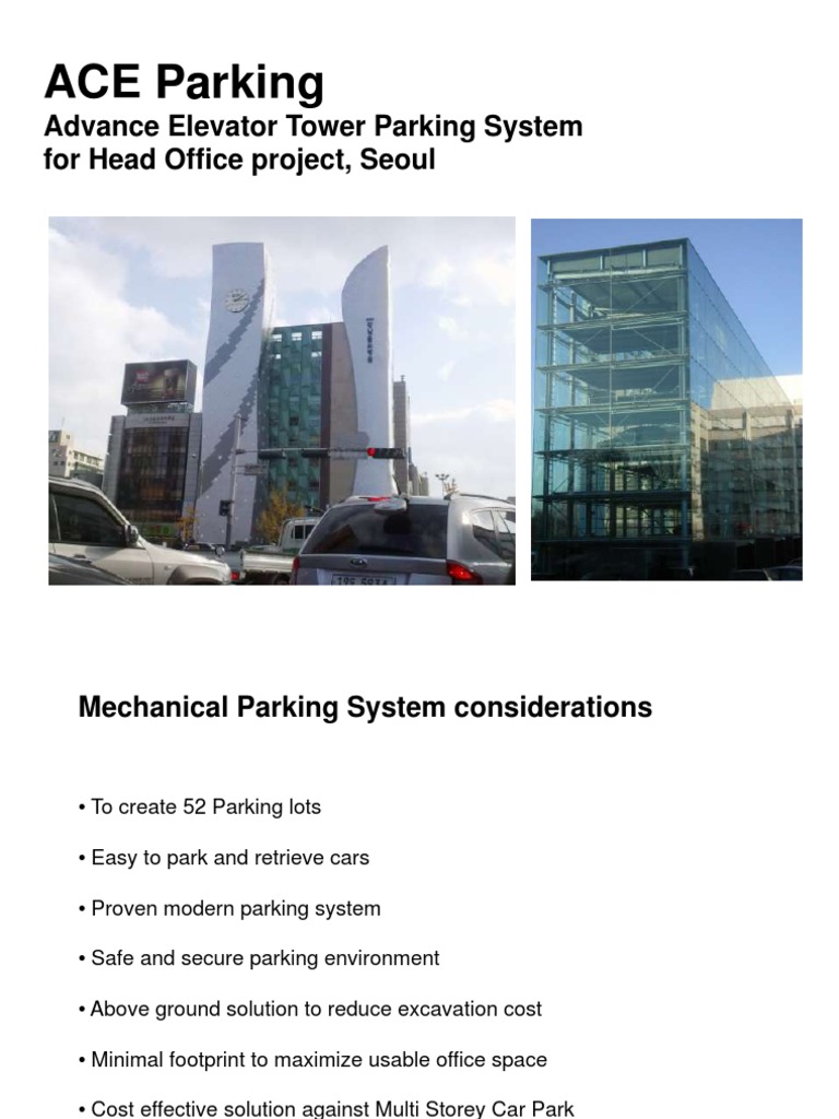 ACE Parking Presentation PDF Elevator Transport