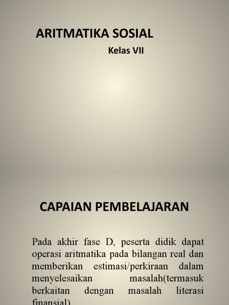 Modul Ajar Aritmatika Sosial Kelas 7 | PDF