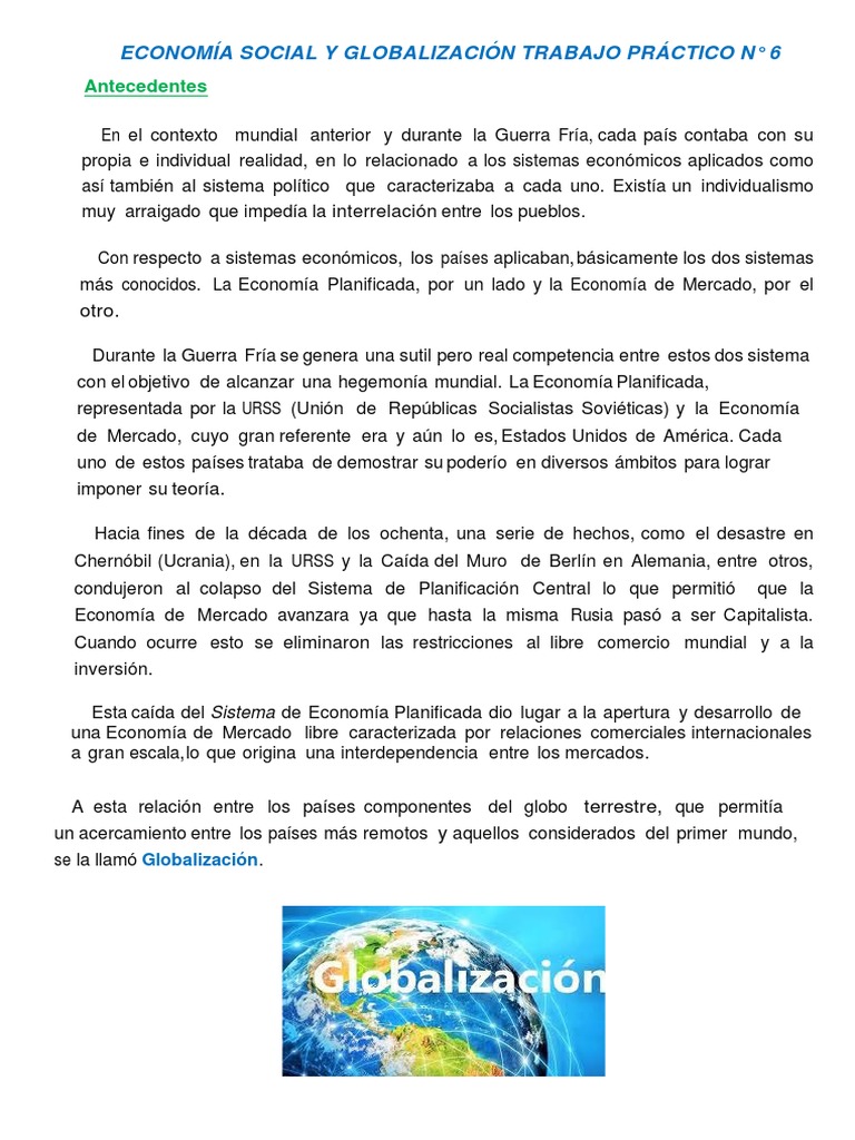 Sistemas Económicos y Globalización | PDF | Neoliberalismo | Globalización