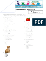 Soal UAS Bahasa Inggris Kelas 2 SD Semester 1 (Ganjil) Dan Kunci Jawaban