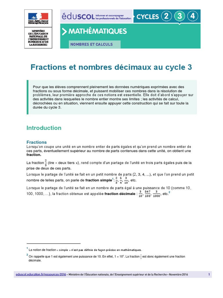 RA16 C3 MATH Frac Dec Doc Maitre V2 681601-1 | PDF