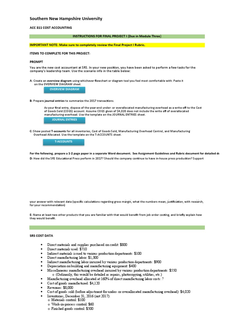 ACC 311 Final Project I Instructions | PDF | Cost Of Goods Sold ...