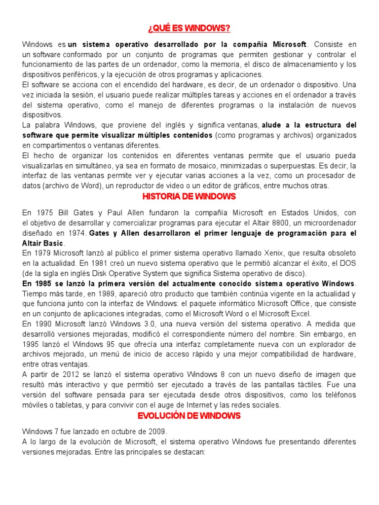 Historia y características de Windows | PDF | Mac OS | Microsoft Windows