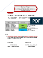 Manga Integrated School subject loading schedules