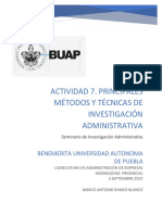 Actividad 7. Principales Métodos y Técnicas de Investigación Administrativa