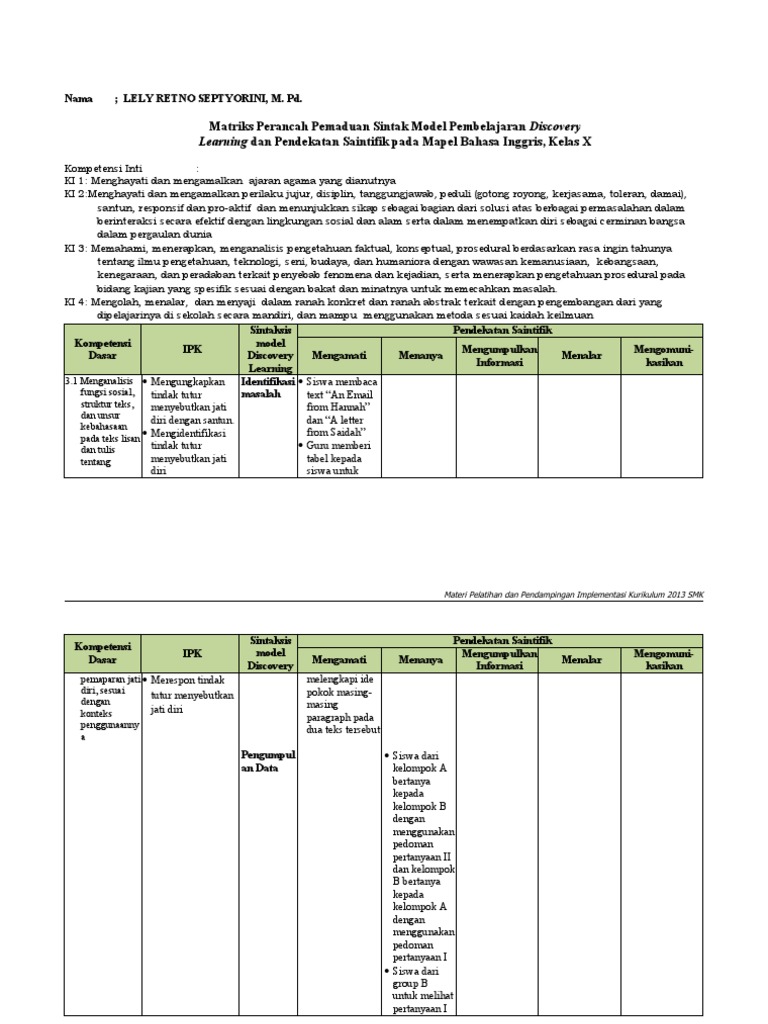 Syntax Model Pembelajaran 3.1 | PDF