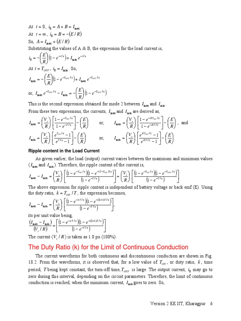Deriving Expressions for Maximum and Minimum Load Currents in a Buck