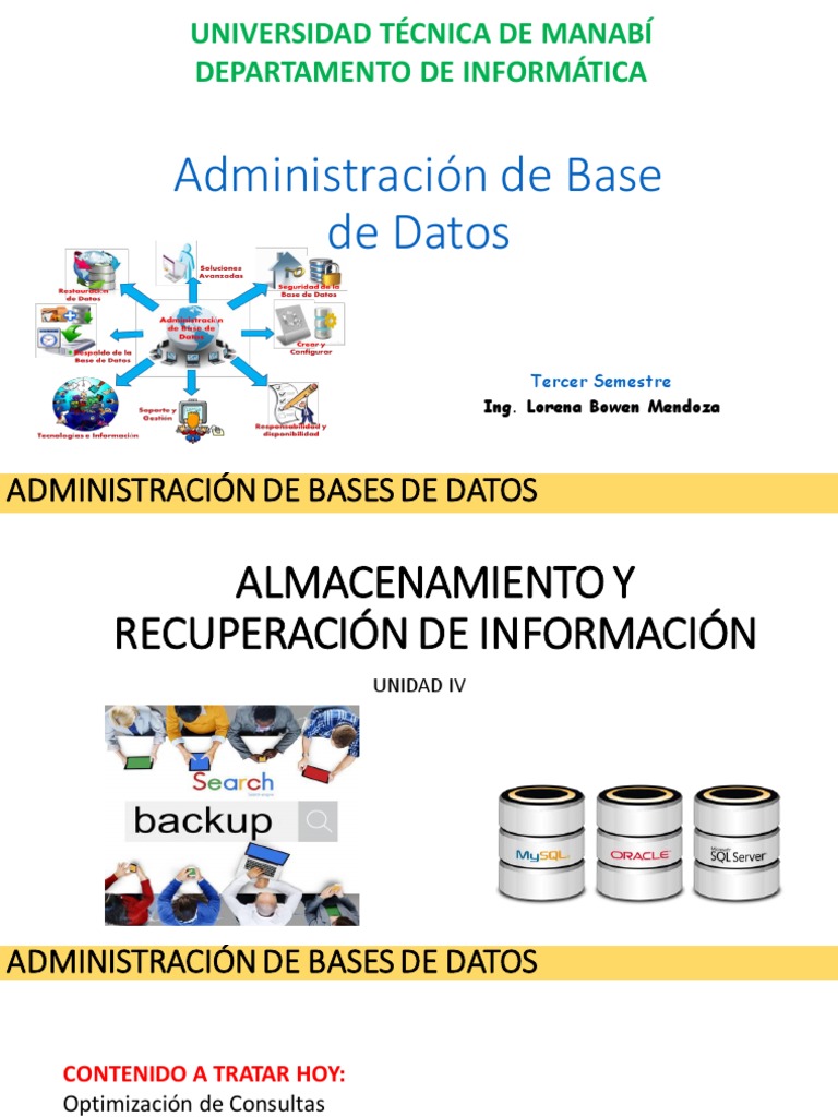 ABD 04 UNIDAD IV-Optimización | PDF | Bases de datos | Optimización ...