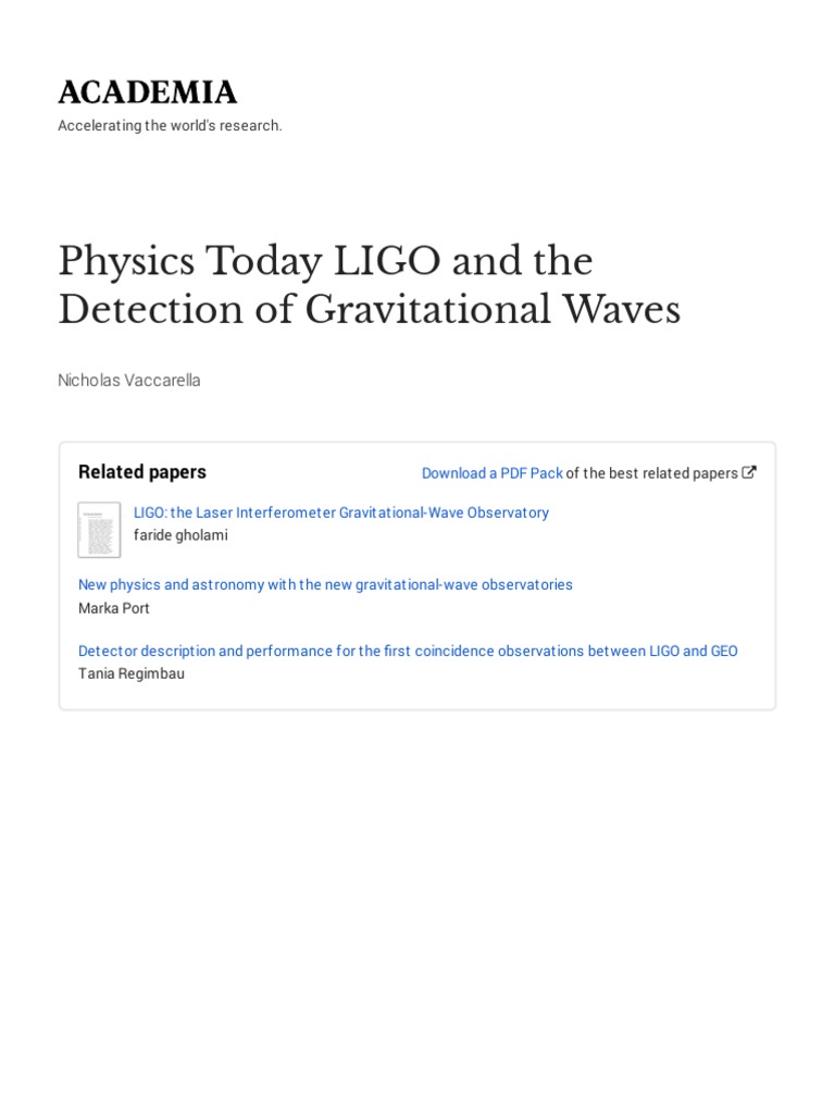 Physics Today LIGO and The Detection of Gravitational Waves PDF