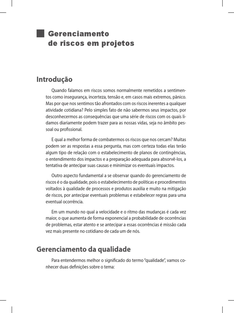 Gerenciamento de Riscos em Projetos | PDF | Qualidade (negócios) | Business