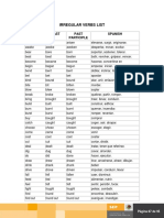 List Verbs Irregular and Regular