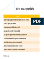 Lista de Cotejo para Evaluar Un Texto Argumentativo