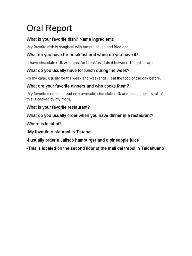 Oral Report | PDF | Lifestyle
