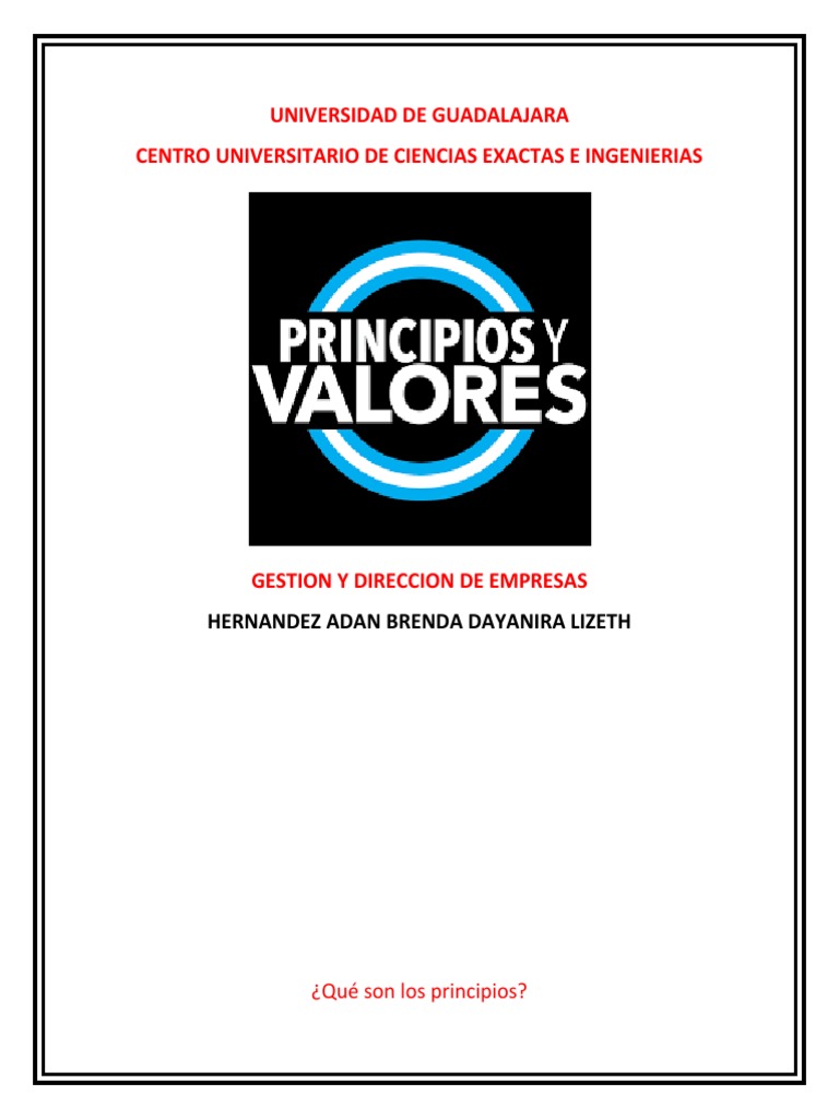 Principios y Valores PDF Comportamiento Moralidad