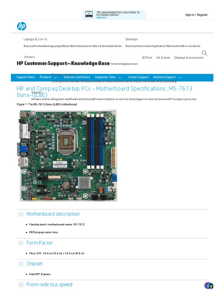 MS-7613 (Iona-GL8E) Motherboard Specifications | PDF