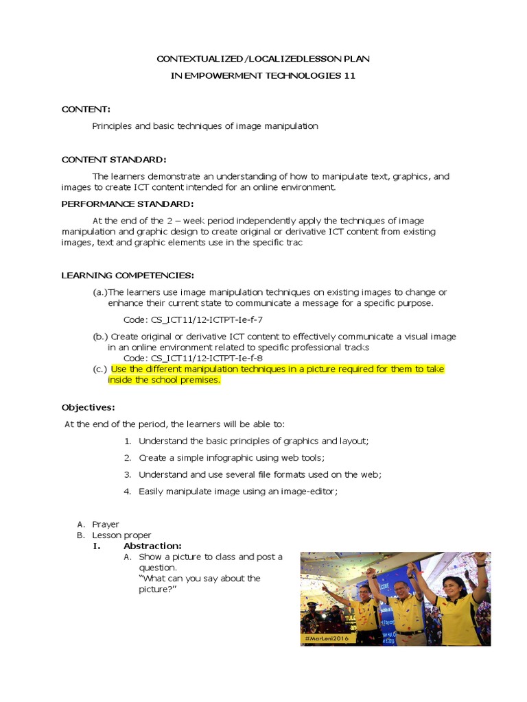 Contextualized Lesson Plan for ICT 11 | PDF | Educational Technology ...
