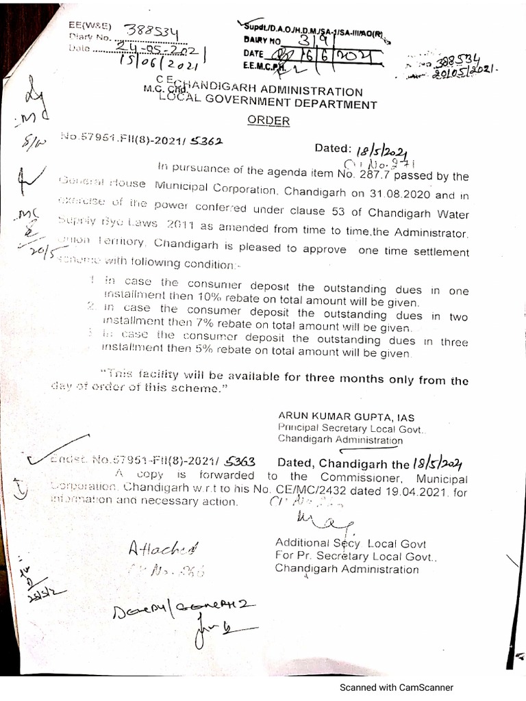 Chandigarh Administration Bye Laws For Water Supply PDF