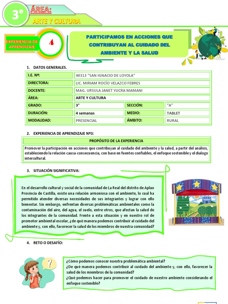 3º Experiencia de Aprendizaje 04 - Arte y Cultura | PDF